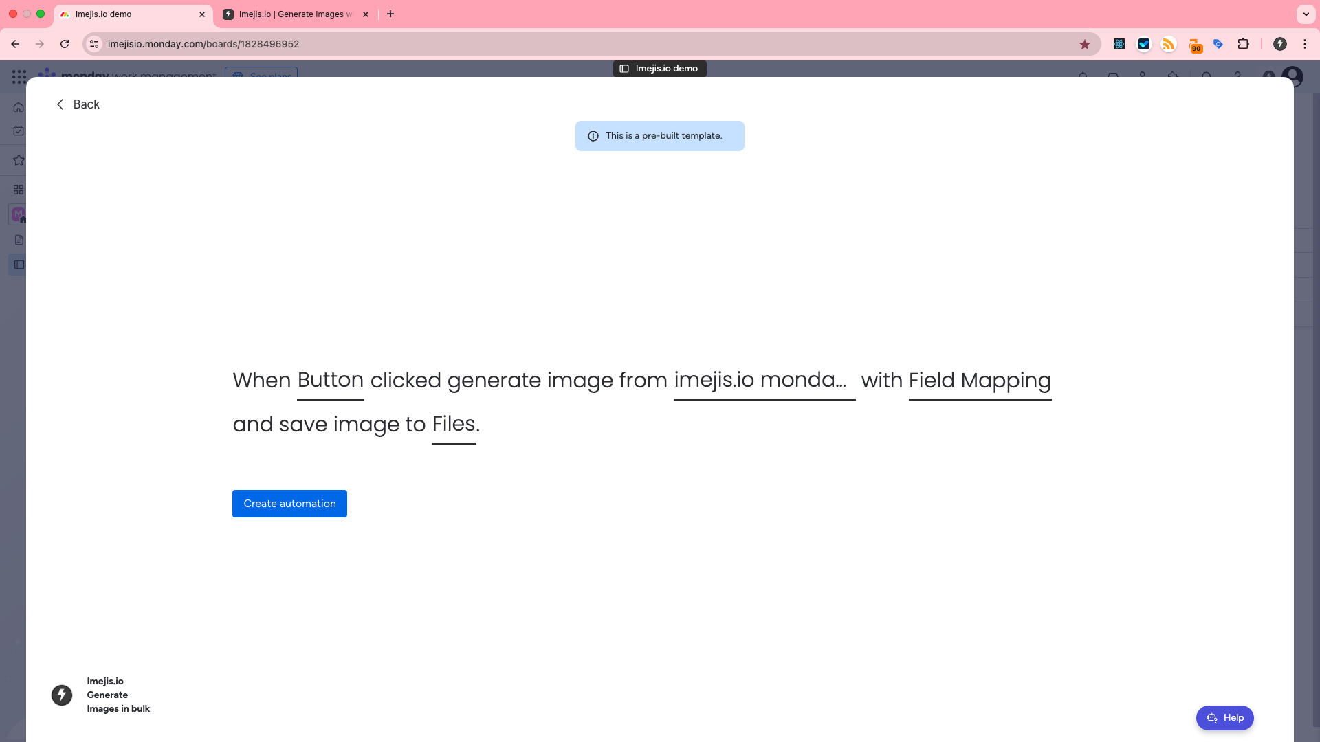 Setup the Automation as per Template and Fields