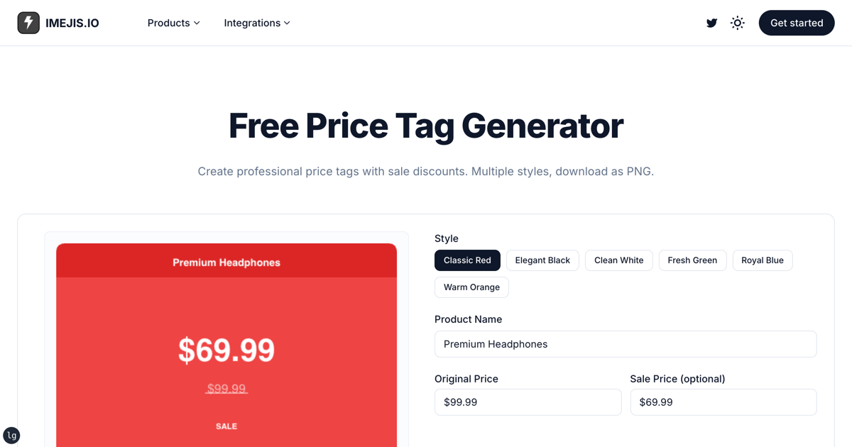 Free Price Tag Generator